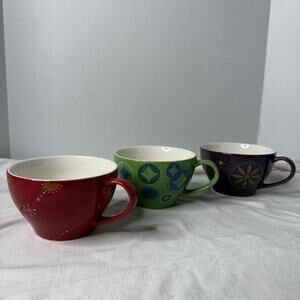3 Assorted Starbucks 2006 Holiday Coffee Mugs Cups Stocking Star Tree